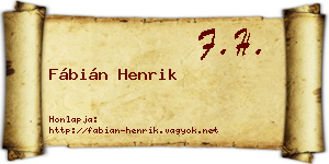 Fábián Henrik névjegykártya